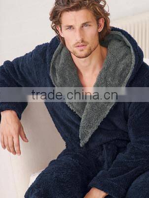 100% polyester shaggy fleece men's robe, men's hoodies bathrobe,fluffy bath robe
