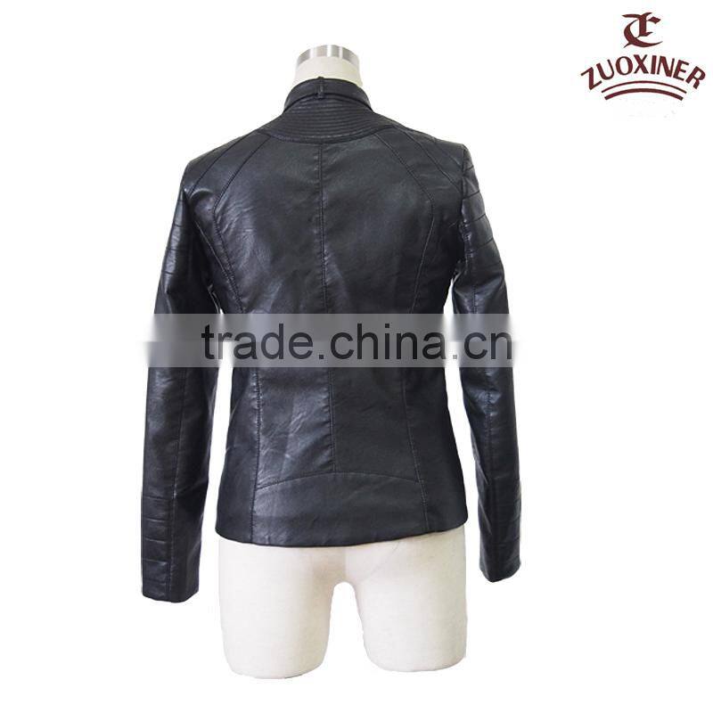 usa style fashion ladies pu leather jacket&grils jacket with YKK zipper jacket