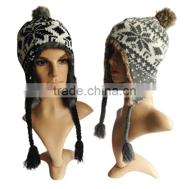 new winter warm soft double layer fashion knitted ladies hats cheap majored factory