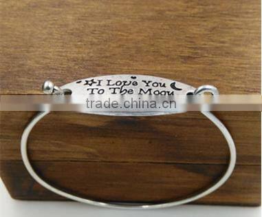Custom your own logo wide bangle engraved logo cuff bangle for friendship gifts