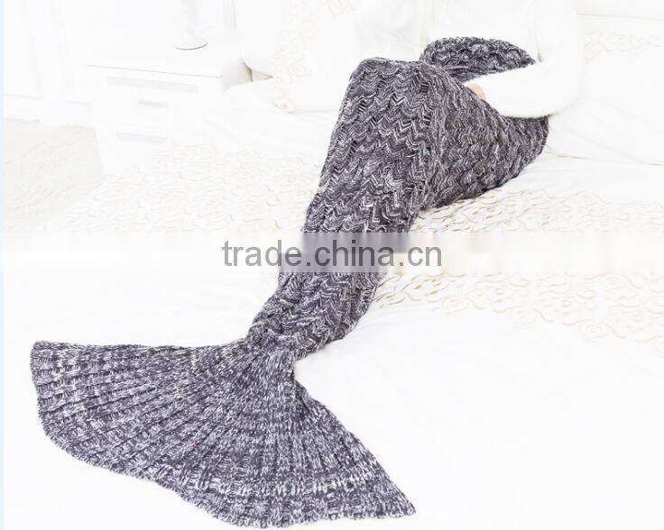 2017 blanket factory China wholesale knitted fish scale mermaid blankets