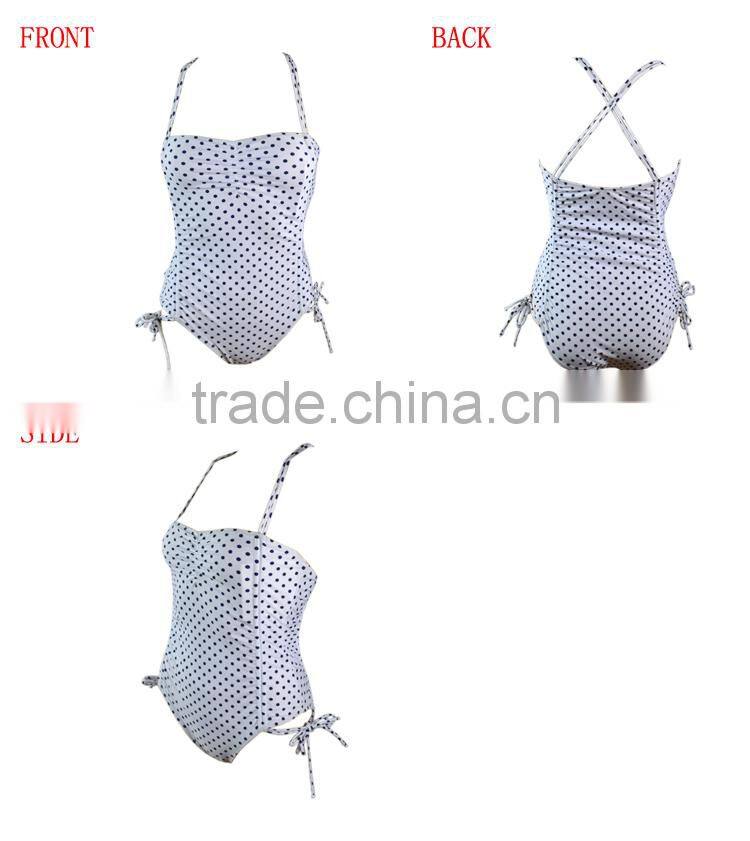 dot print fabric ladies one piece swimwear