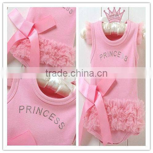 Hot sale ! Fashionable Girls Boutique Children Summer Lace Romper with Straps and Bow for Infant ,Toddler