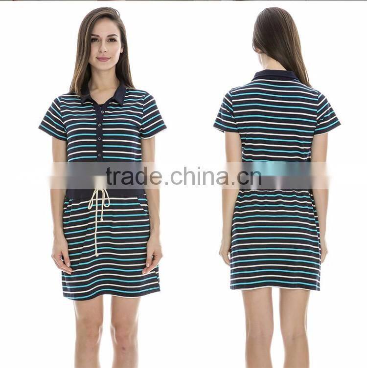 Maternity Dress Black and Blue Strips Atheleisure Nursing Clothing Breastfeeding Skirts