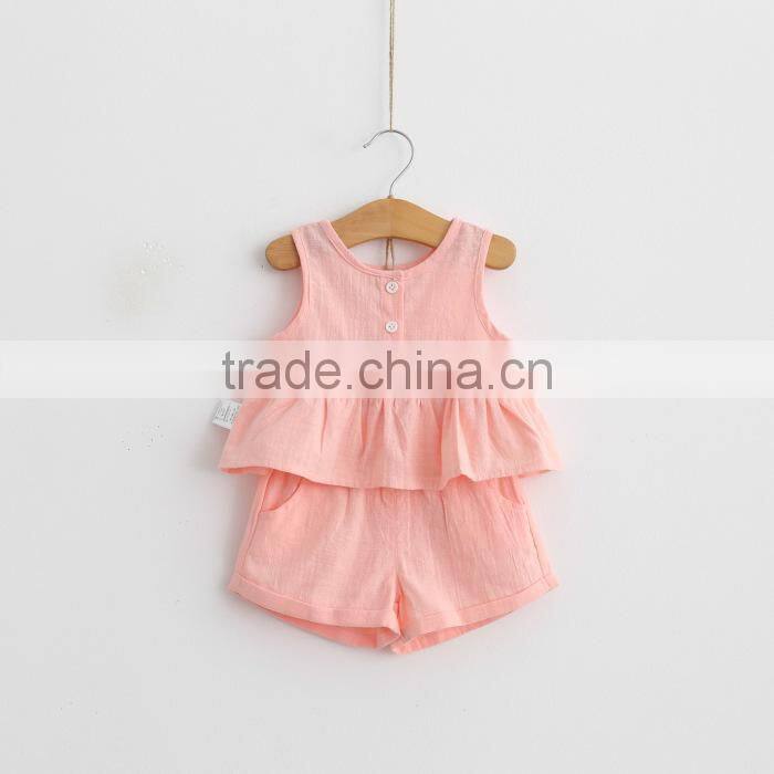 Kids Clothing Solid Color Series Clothing Set Singlet And Shorts Soft Cotton Garments
