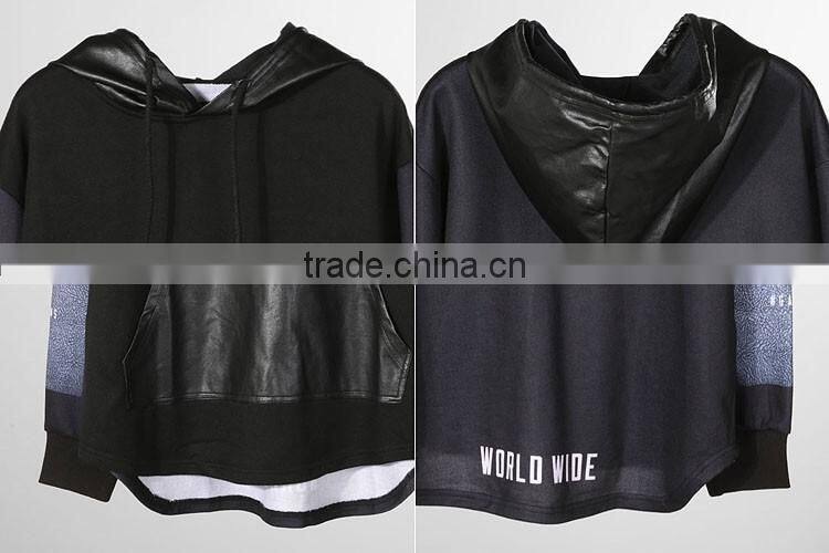 2016 fall winter wholesale mens clothing leather pocket hooded sweatshirts xxxxl hoodies