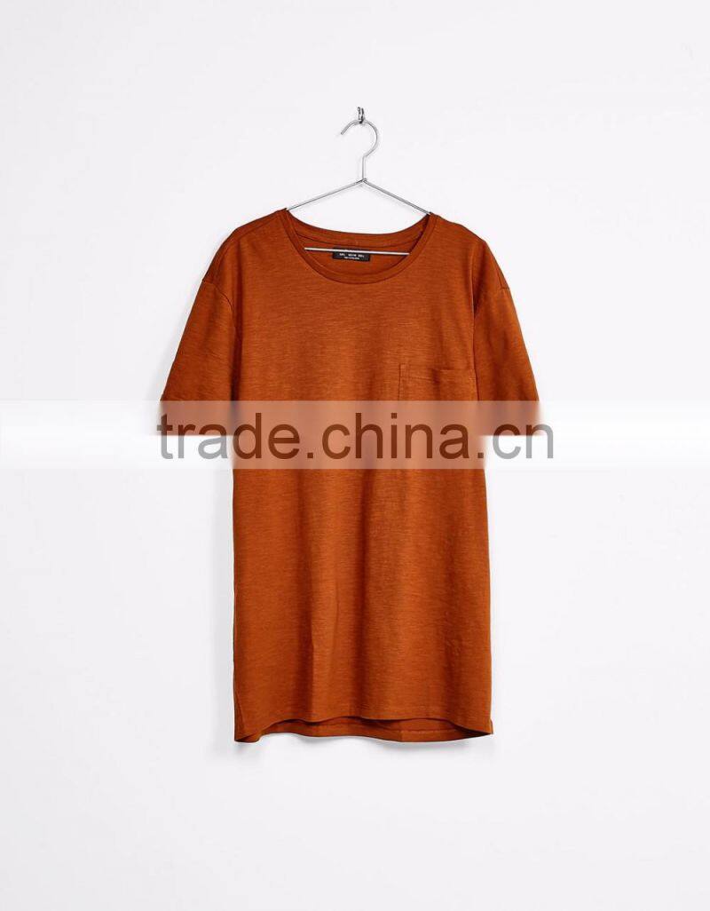 2017 new design high quality cheap orange sport blank t shirt with pocket