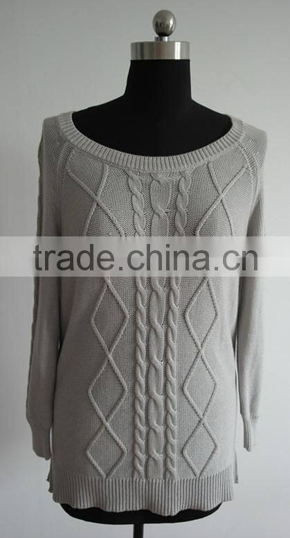 High quality ladies cable knit fashion pullover
