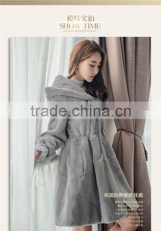 Professional winter warm fur jacket women Genuine leather real whole rabbit fur coat Lady Natural Rabbit Fur overcoat