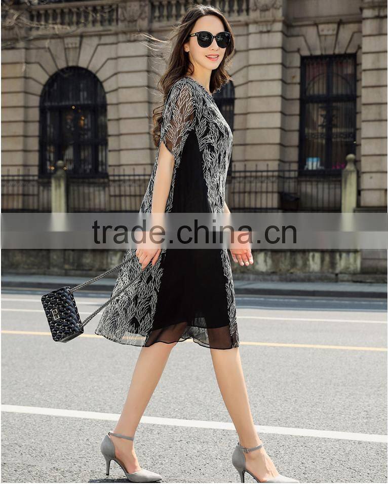 Z&M Women's 2017 New Fashion dress women Silk dress Dress dress