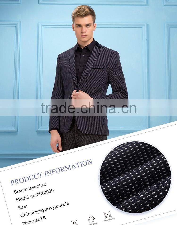 Men Blazer 2016 New arrival One button Blazer men casual slim fit knitted jacket men Black Elbow patches suits blazer