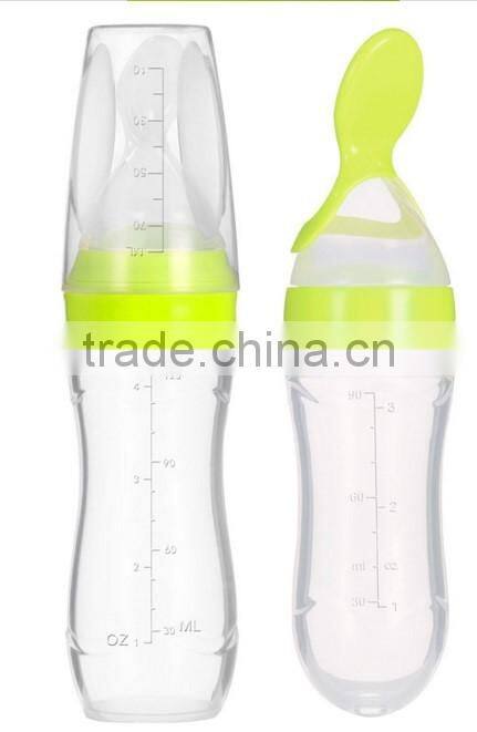 baby food feeding bottle/silicone feeding spoon for baby