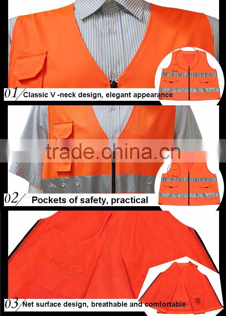 safe protective orange LED construction vest for workers