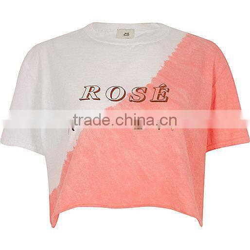 2017 o-neck new fashion design mix color casual crop top for woman