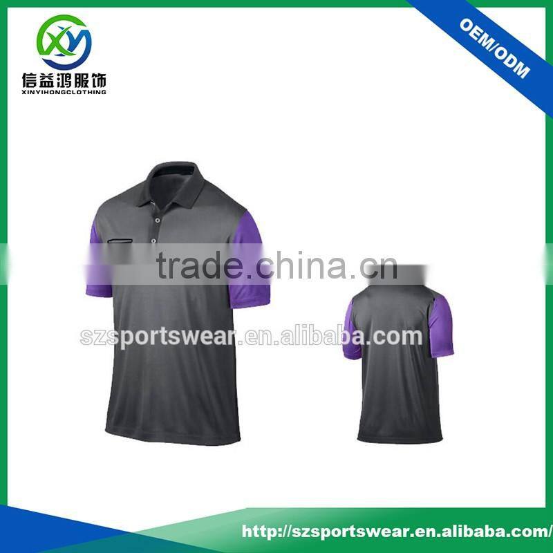 Top Quality100%Polyester Contrast Color Sleeve Ribbed Knit Collar Men's Golf Polo Shirt