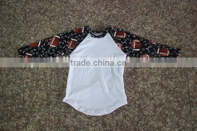 hot sale raglan baby girl sports shirt Fall icing sleeve game shirt boutique children girl football shirt