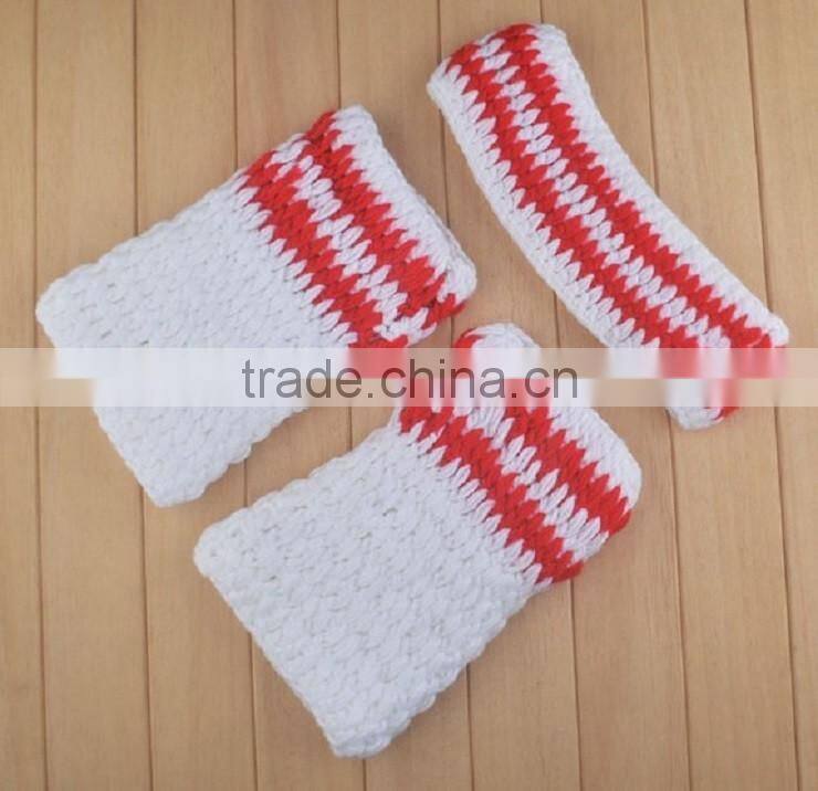 Good quality baby knitted cap/baby handmade cartoon hat pant set