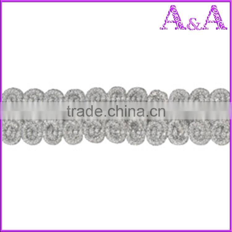 Wholesale black braided embroidered woven decorative metal chain trim
