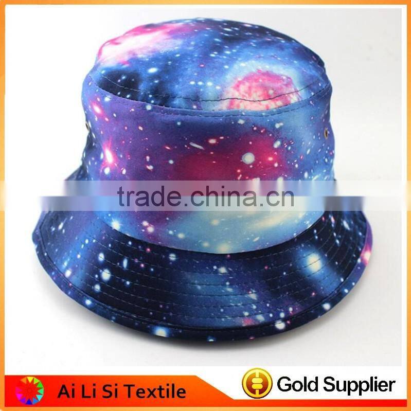 2015 Hot Fashion New Galaxy Letters Geometric Floral Blue Red Gorras Touca Women Men Outdoor Travel Hat Summer Bucket Hat