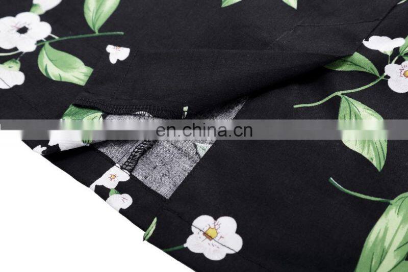 Kate Kasin Women's Shirred Detail Flower Pattern Cotton Pencil Skirt with Wide Belt KK000610-1