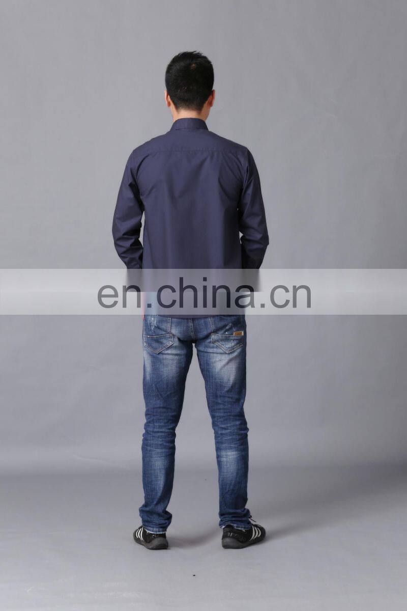 Top selling navy blue dress shirt custom print sublimation 2017 men shirt