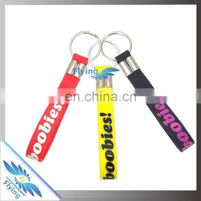 High quality metal and silicone special red cross keychain