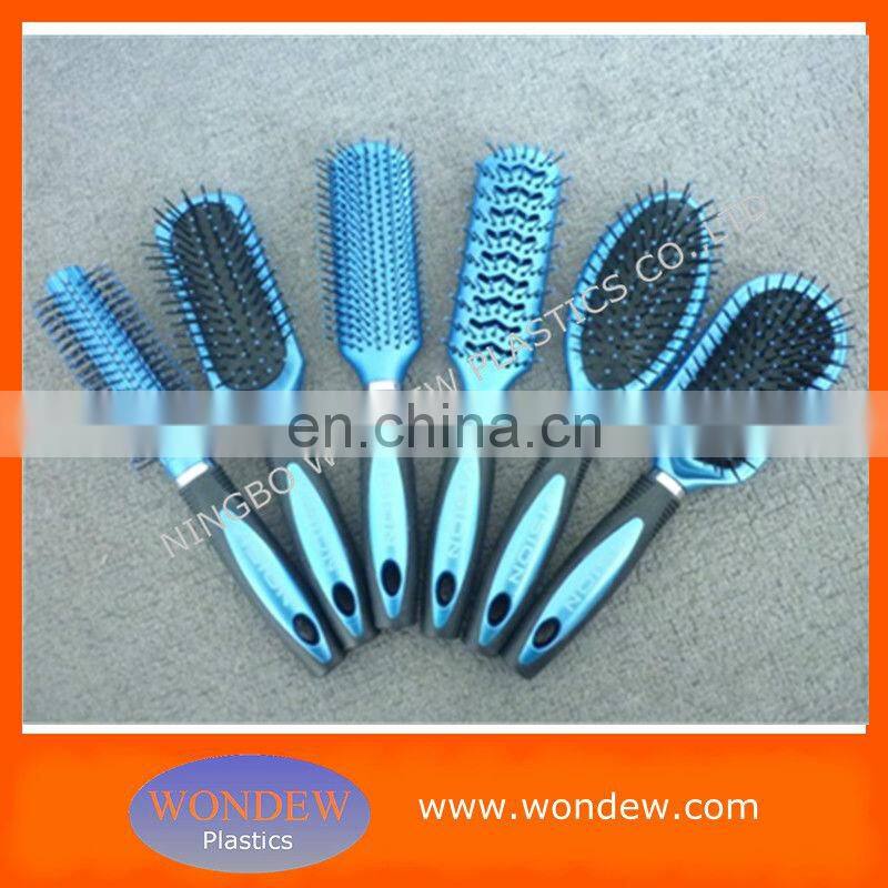 Plastic silver hair brushes line for hair salon