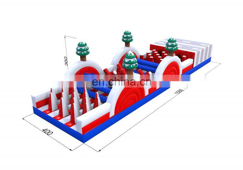 2020 outdoor all in one kids 5K Santa party inflatable obstacle course for events