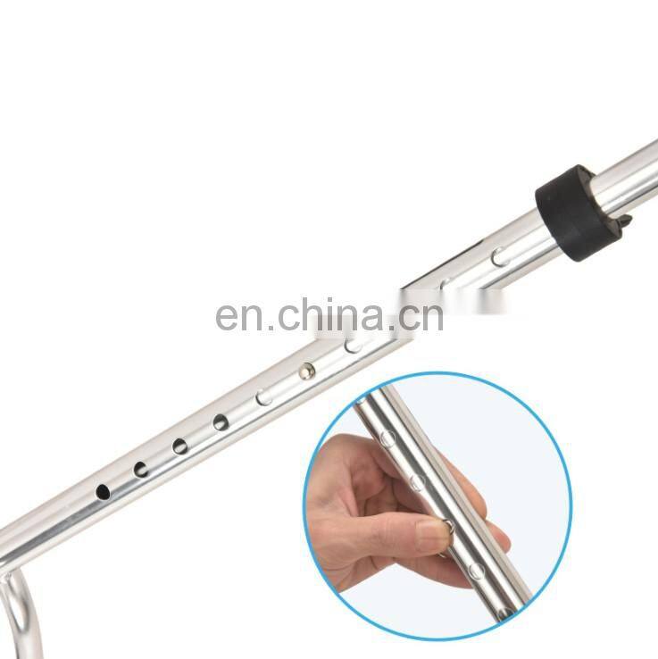 Medical Aluminum Adjustable Height 4 Leg Crutch Adjustable Aluminium cane with four legs walking stick