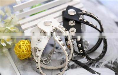 new style broader real leather steampunk decorative studs rivet men bracelets for couples