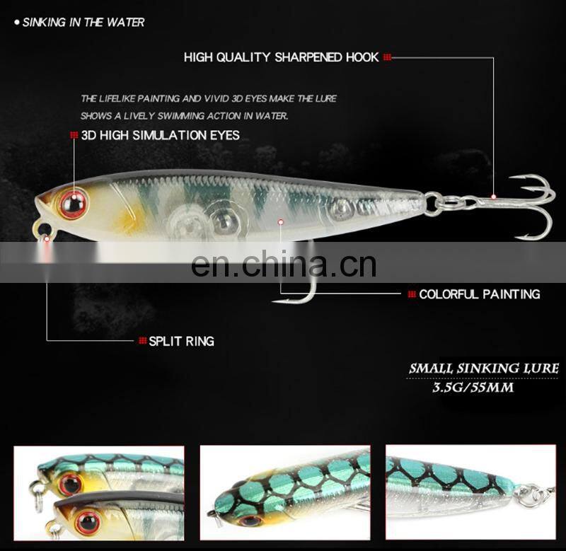 New Colors 55mm 3.5g Bass Hooks Crankbait Tackle Isca Artificial Para Pesca Sinking Pencil Lures