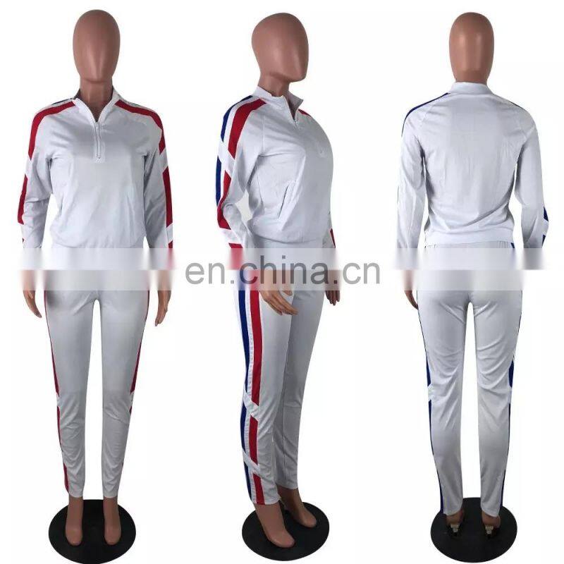 Custom Casual Sports 2-piece striped women's sports suit wholesale undershirt home jogging suit