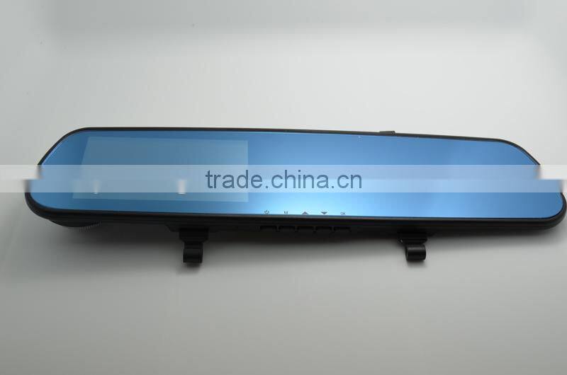 2014New arrival ! 140degree Angle View 4.3 inch LCD Dual lens car dvr H6 rearview mirror