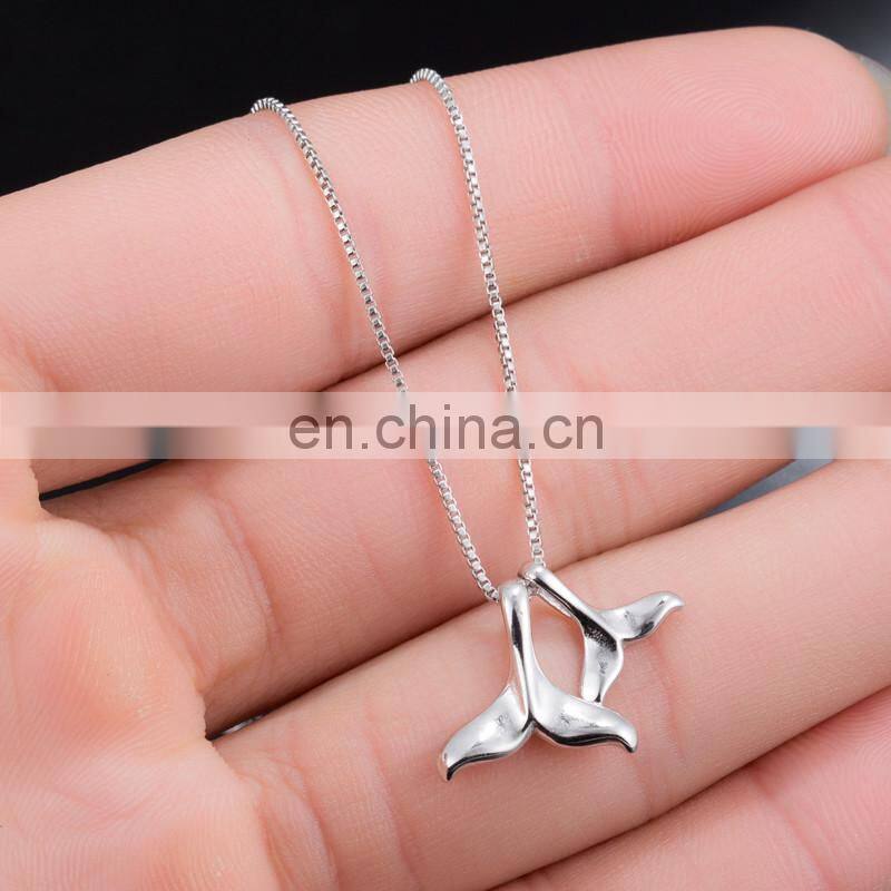 Double Whale Tail Necklaces & Pendants For Women Mermaid Choker Necklace Collares Fashion Jewelry Valentine's Gifts