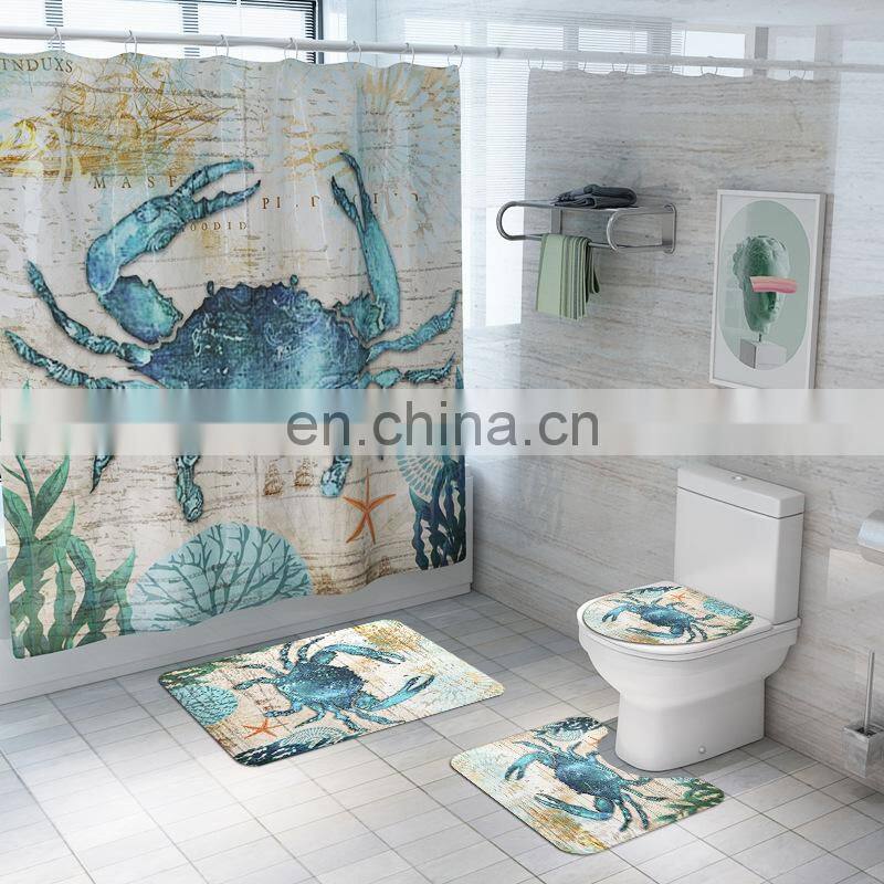 Luxury Famous Brand Latest Linen Custom Bathroom Shower Curtain and Rugs