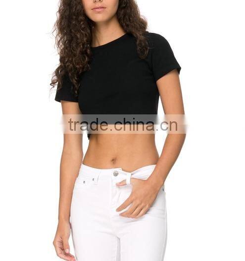 2015 China manufacturer customized ladies sexy crop tee shirt