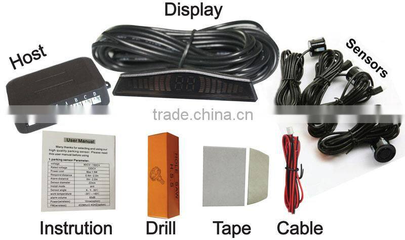 High quality Colorful Car Reverse parking sensor LED parking sensor system with 4 sensors