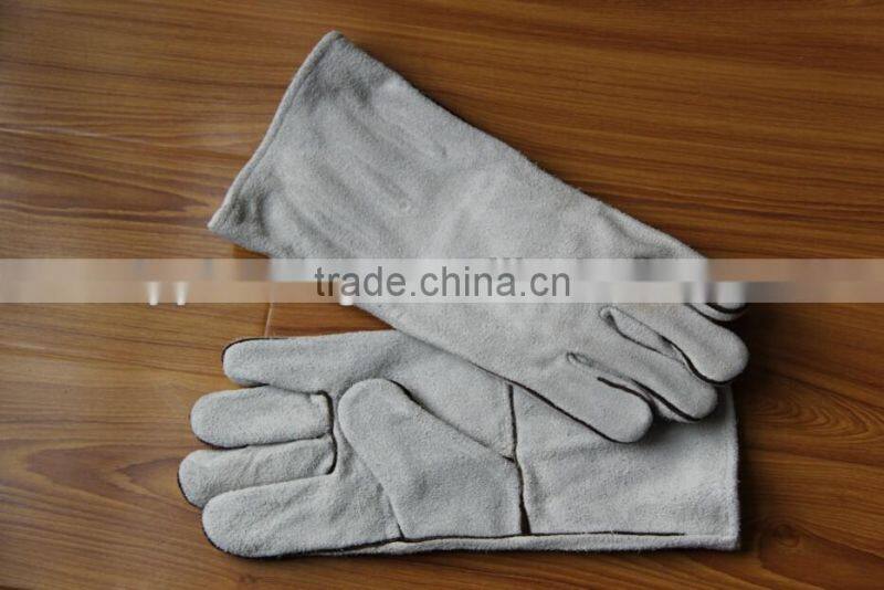 long sleeve grey welding glove/cow split leather welding glove