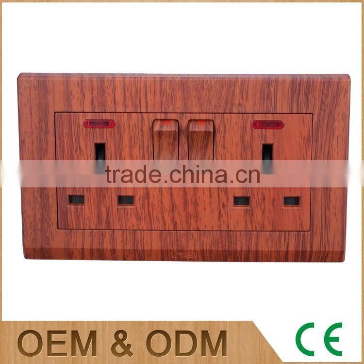A series red wood double square type wall socket, doub;e UK type wall socket