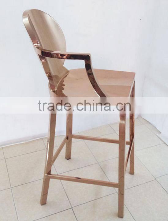 modern golden stainless steel legs bar chair