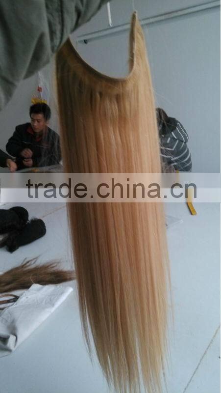 100% human hair Flip In Hair Extensions Halo Hair Extension Good quality