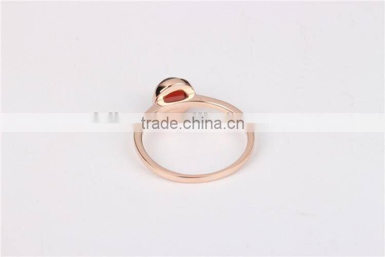 9K Rose Gold Plating Ring Adjustable Wedding Rings For Women With Rhodolite