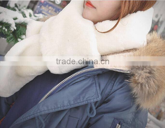New Winter Warm Plain Woman Neck Warmer White Mink Fur Scarf