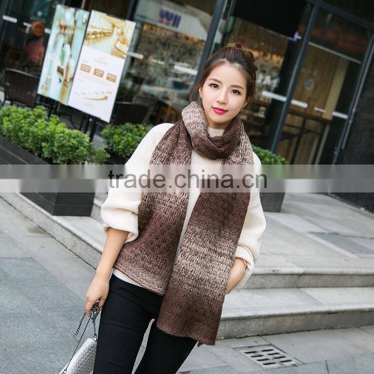 Korea Fashion Ladies Long Acrylic Knit Gradient Scarf