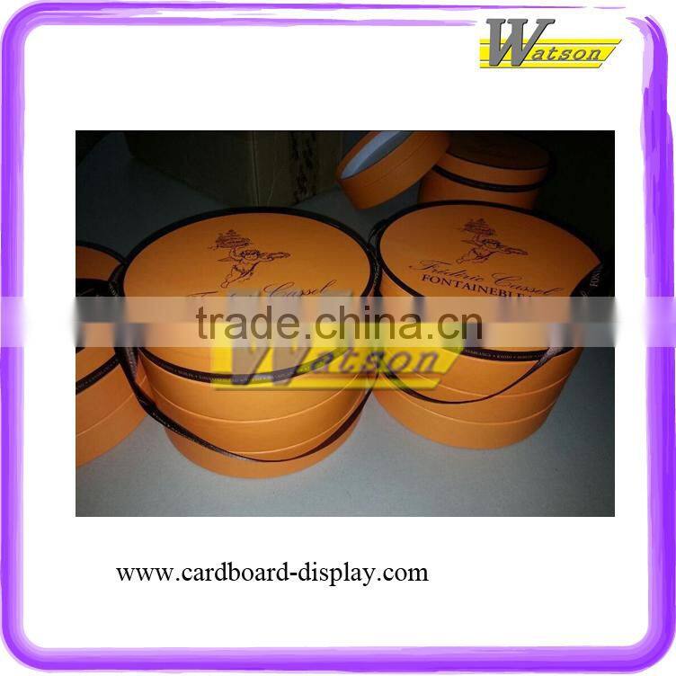 Delicious chocolate round paper box packaging , paper box gift box packaging box with silk handle
