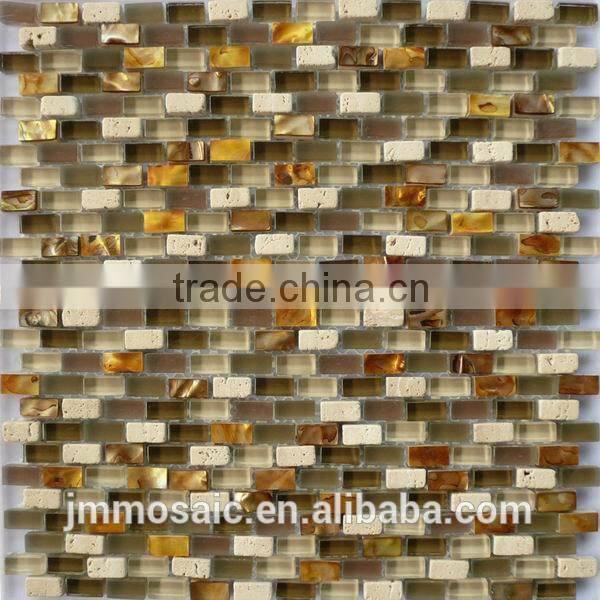10x20x8mm Mother of Pearl, Marble Mix Crystal Glass Mosaic Tile