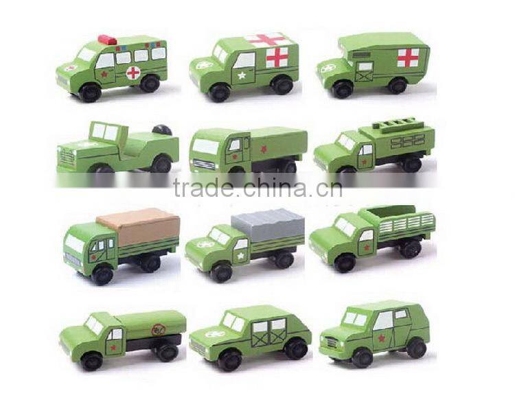 hot sale hardwood military vehicles OEM kids mini car toys military vehicles EZ5081