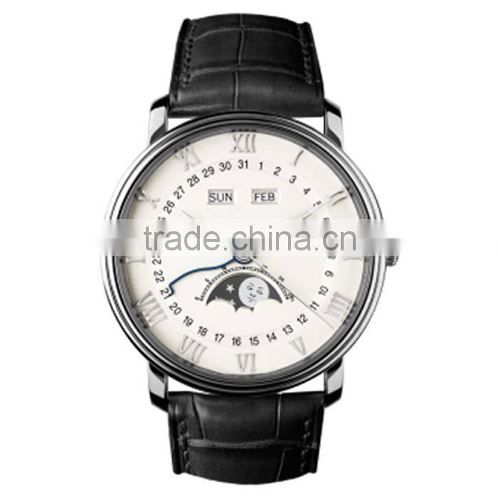 2015 skeleton autometic movt leather band factory Men Watch