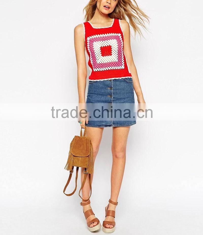 Pretty corcheted lady vest jacket designs dress oem apparel suppliers