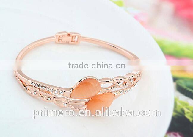 True Gold Plated Rhinestone Boutique Tear Droplets Opal Bracelet Bangles Women